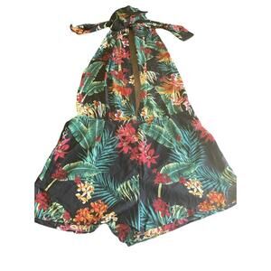 SHEIN Curve Backless Tie Up Tropical Jumper